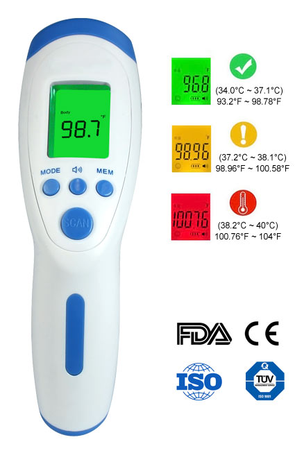 Forehead Thermometer ˚C ˚F Adjustable No-Touch Thermometer Infrared Thermometer Digital Thermometer Forehead Professional Precision Digital Medical Infrared Thermometer for Baby and Adult 