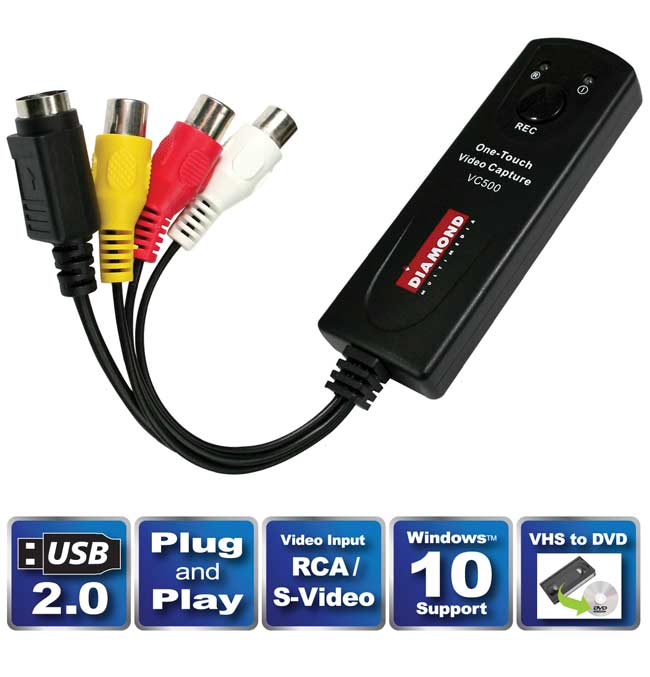 Convertisseur vidéo portable RCA vers USB, Plug and Play, VHS
